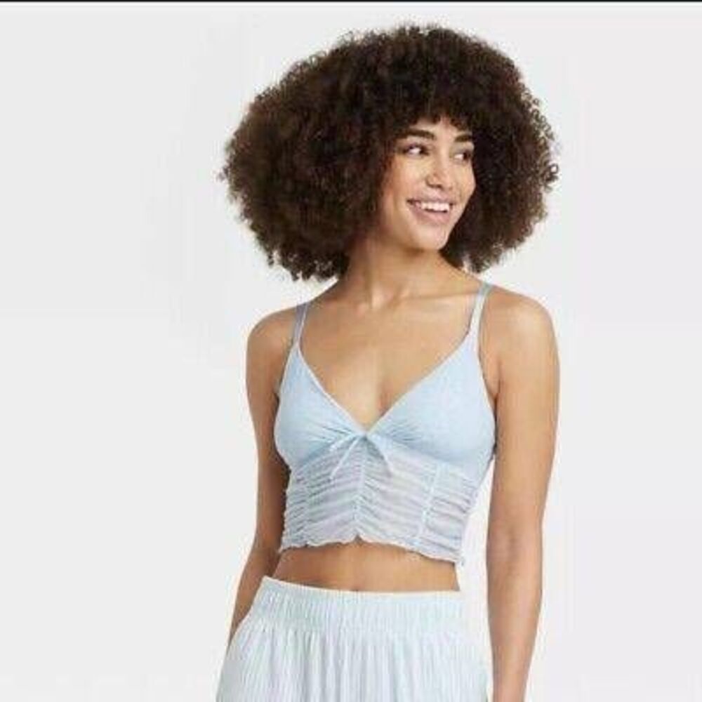 Colsie Mesh Brami Sparkle Blue Top